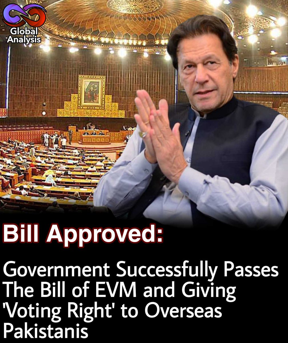 GlobalAnalys's tweet photo. Joint session of Parliament has approved the bill of electronic Voting Machine or to giving voting rights to Overseas Pakistanis. 221 members in favour while 203 opposed.#EVM #government #Pakistan #News #pakistanAnalysis #Parliament #JointSession #ImranKhan #PTI
#ہم_لائے_گئے_ہیں https://t.co/lQePjvwWL6