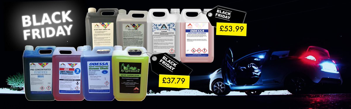 AzureLiSolution's tweet image. Black Friday Automotive Car Bundles 10% off 20L

azureliquidsolutions.co.uk/?post_type=pro…

#carpetdye #paintstripper #smokeodoureliminator #CarShampoo #deicer #antifreeze #screenwash #MultiSurfaceCleaner #blackfridaydeals #blackfriday2021 #automotive #carcleaning #valetinganddetailing