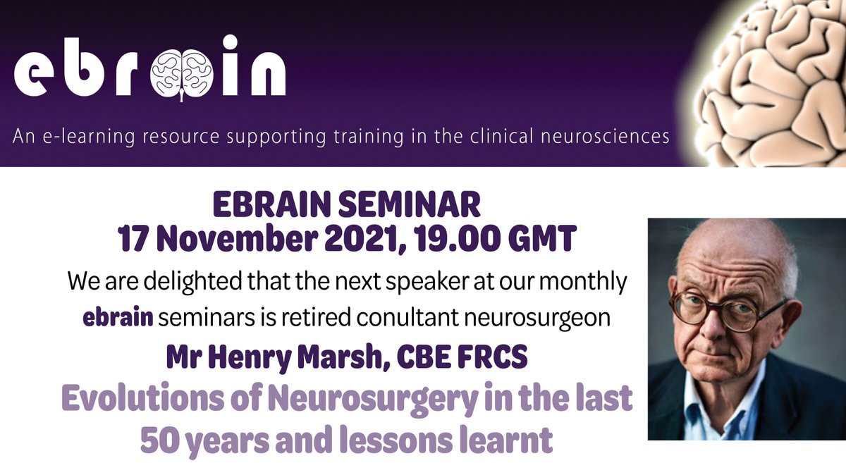 ebrainnet's tweet photo. CORRCTED TIME: TONIGHT at 7PM UK time: ebrain seminar with Mr Henry Marsh, CBE FRCS. Log in to https://t.co/xyUOGIbkQe Please RT. https://t.co/bHZkVjr1ki