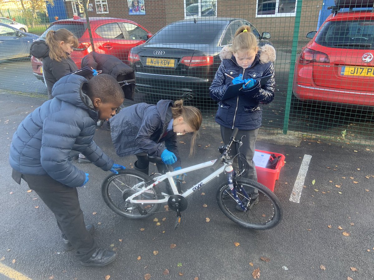 PEchurchprim1's tweet photo. A great start to our #DrBike mechanics course this morning! 

Pupils are expertly identifying faults with our school bike fleet with the help of @BikeFutures @EmilyCycle 

#GoodAsNew #Mcheck 

🛠 🚲 🛠🚲🛠🚲🛠🚲🛠🚲🛠🚲

@year5and6church @Y6church_prim @church_prim https://t.co/JD7FIsajR8