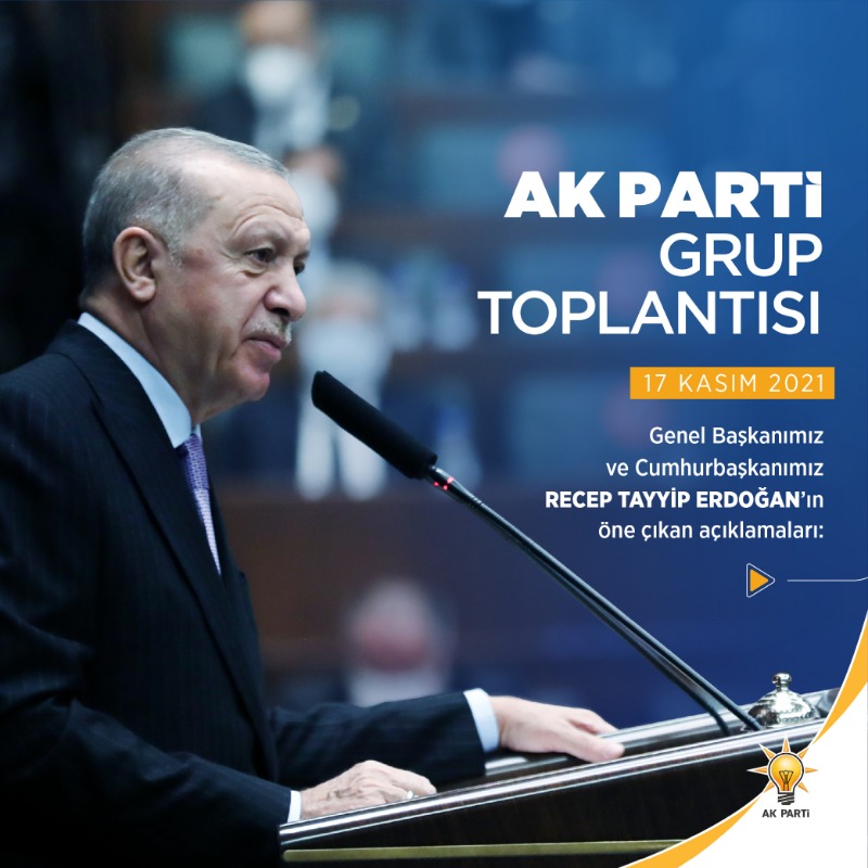Akparti's tweet photo. Genel Başkanımız ve Cumhurbaşkanımız @RTErdogan’ın, TBMM Grup Toplantımızda öne çıkan açıklamaları.