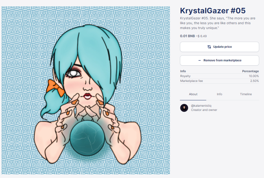 qistine_pixels's tweet photo. Only 3 Krystal Gazers left on @pentas_io (0.01 BNB). Grab one while still available✨

New series of "Krystal Gazers Special (Horoscope)" will be released by this weekend. 12 zodiac foretellers with planetary crystal balls🔮

https://t.co/Rt9RKAGd2H

#pentasian #pentasio https://t.co/RQQEtQRVWI