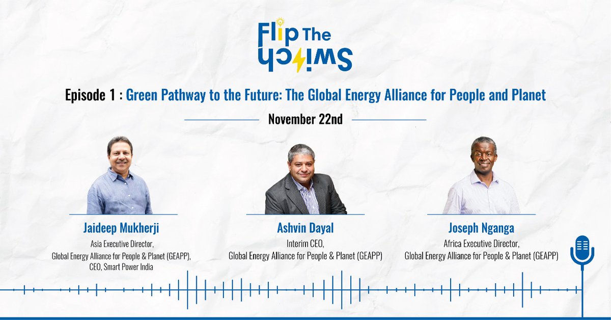 ⚡SAVE THE DATE⚡ - November 22

🚀 Excited to launch - #FlipTheSwitch - a #podcast for the latest on #PowerPeoplePlanet 

Stay tuned!

#LetsChangeEnergy