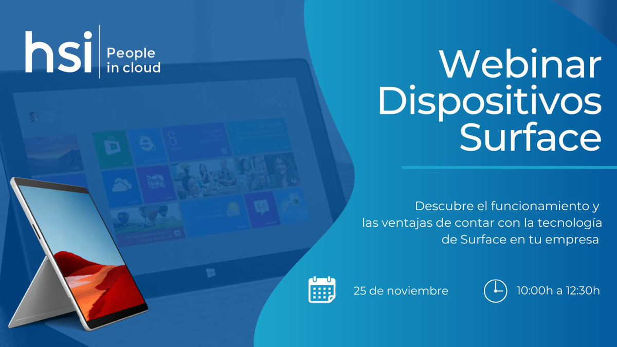 Webinar Surface 🔜 Apúntate a este #Webinar para conocer las ventajas que los dispositivos Surface pueden aportar a tus equipos de trabajo:

➡️ Descubre lo qué Surface puede hacer en la implementación del puesto de trabajo moderno

¡Apúntate ahora! link.hsi.es/mty