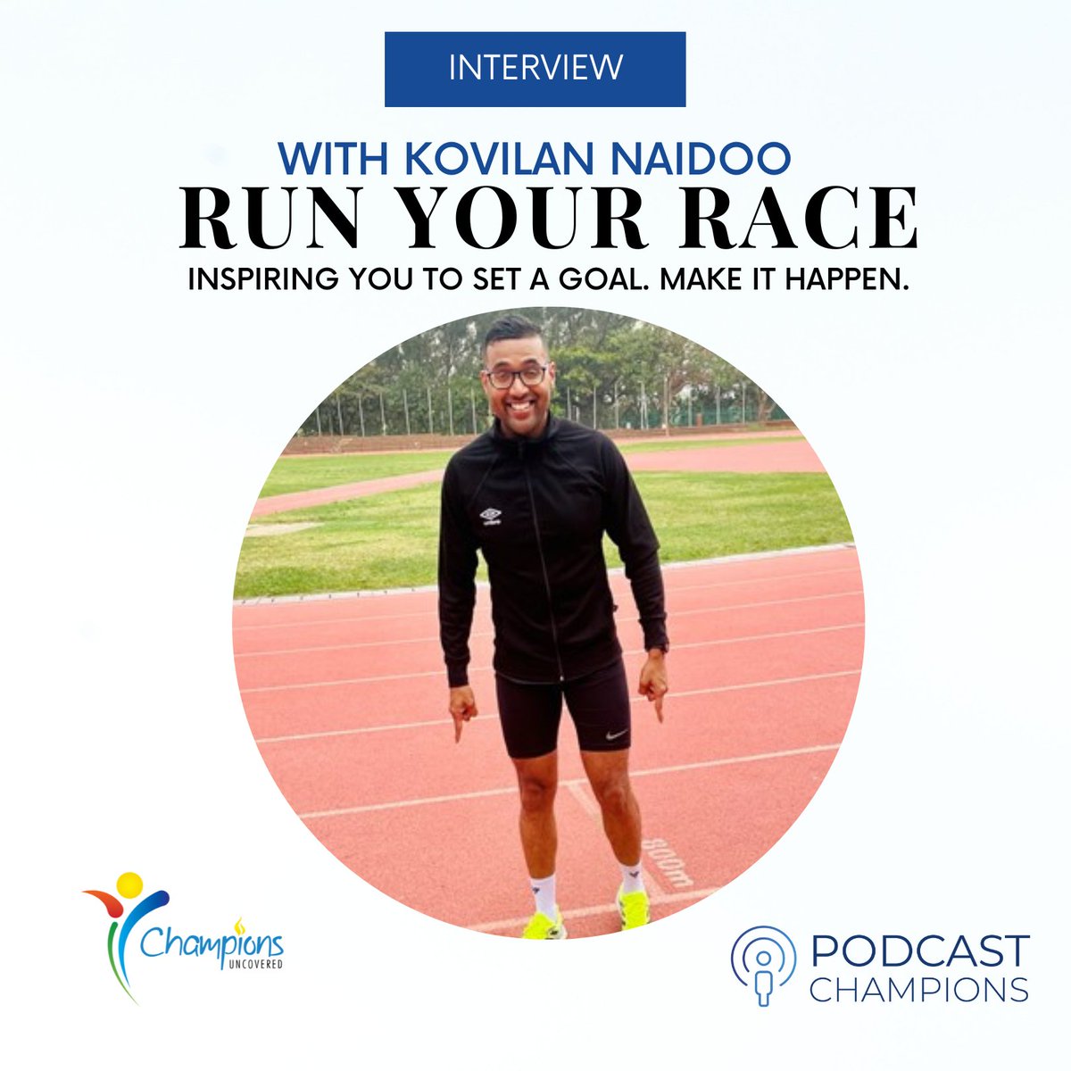 ChampsUncovered's tweet photo. New Podcast! Run your race. Change your lifestyle by setting a goal and make it happen. Kovilan Naidoo shares how he set a goal to run his first marathon. Go to Interview Zone in the Bio Link to listen. #running #beinspired #podcaster #champmindset #podcast #runchat #goalsgetter https://t.co/ZdW42CxxLJ