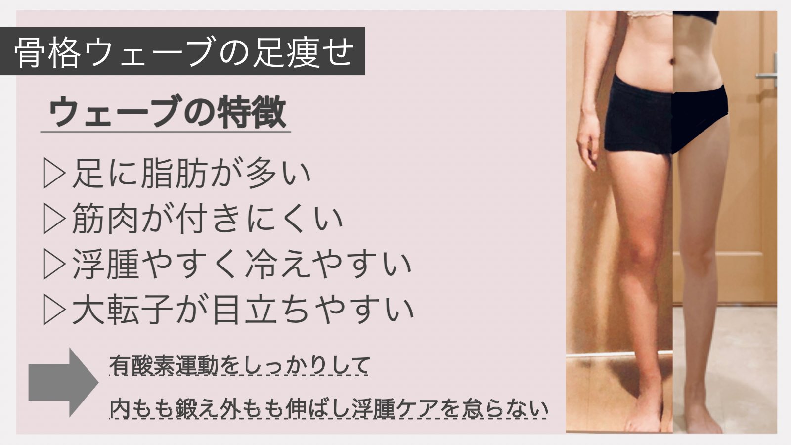 煎茶 骨格ウェーブ脚やせ 最新版 下半身コンプレックスな私が1年かけて 脚やせと向き合ったまとめ 運動で脂肪を 落とす事 内ももを鍛える 外側はしっかり伸ばす 浮腫ませない冷やさない 脚やせに効くストレッチや筋トレ動画はリプ欄にツリー
