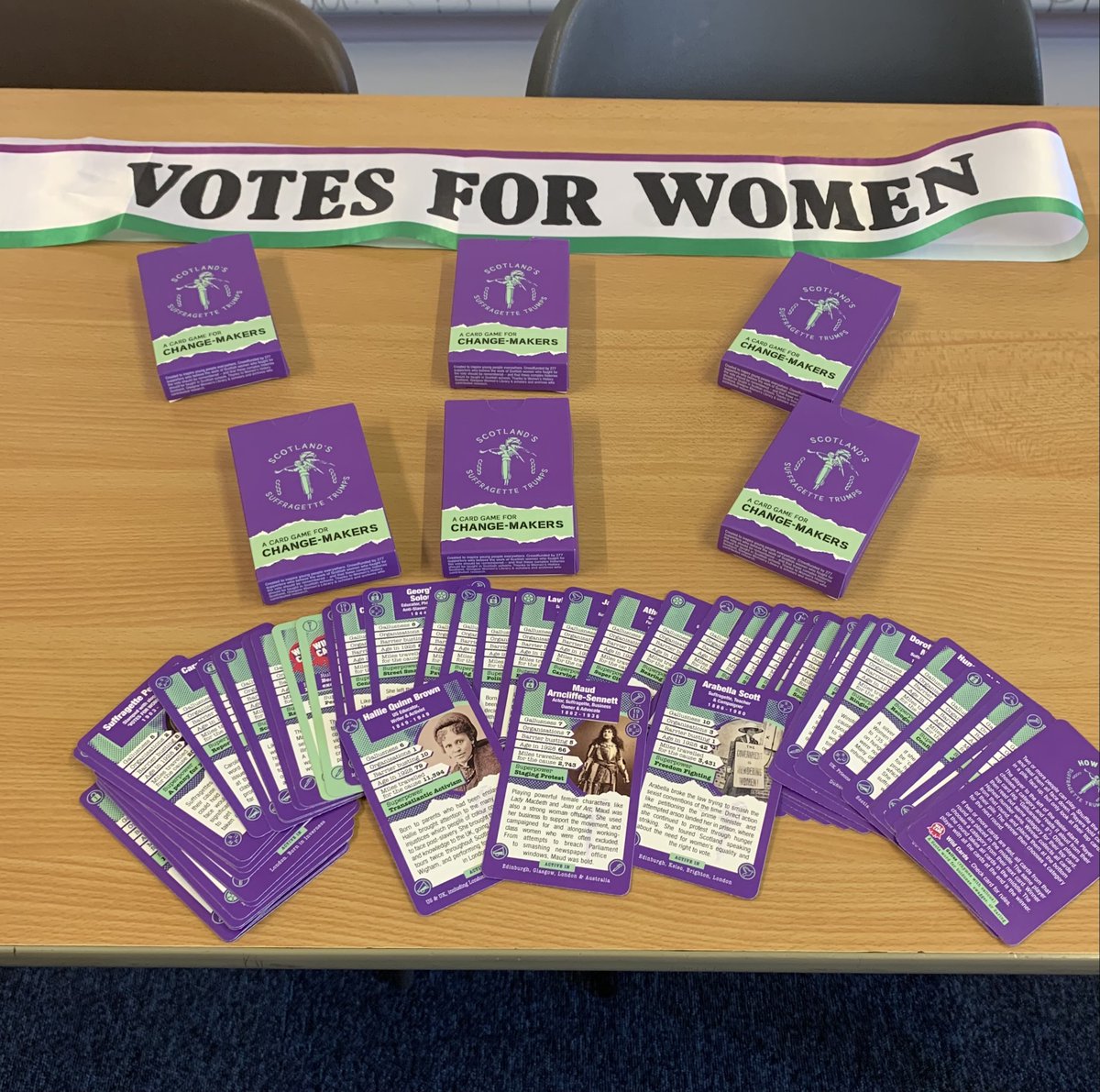 HC_Scotland's tweet photo. In Higher #HamiltonHistory, learners have been learning about the Suffrage campaign for women and the movement in Scotland.  They played Scotland’s Suffrage Top Trumps and watched the award winning film ‘Suffragette’ with Meryl Streep.  
#HamiltonWisdom #HamiltonReflection https://t.co/J9Yq3FOwKq