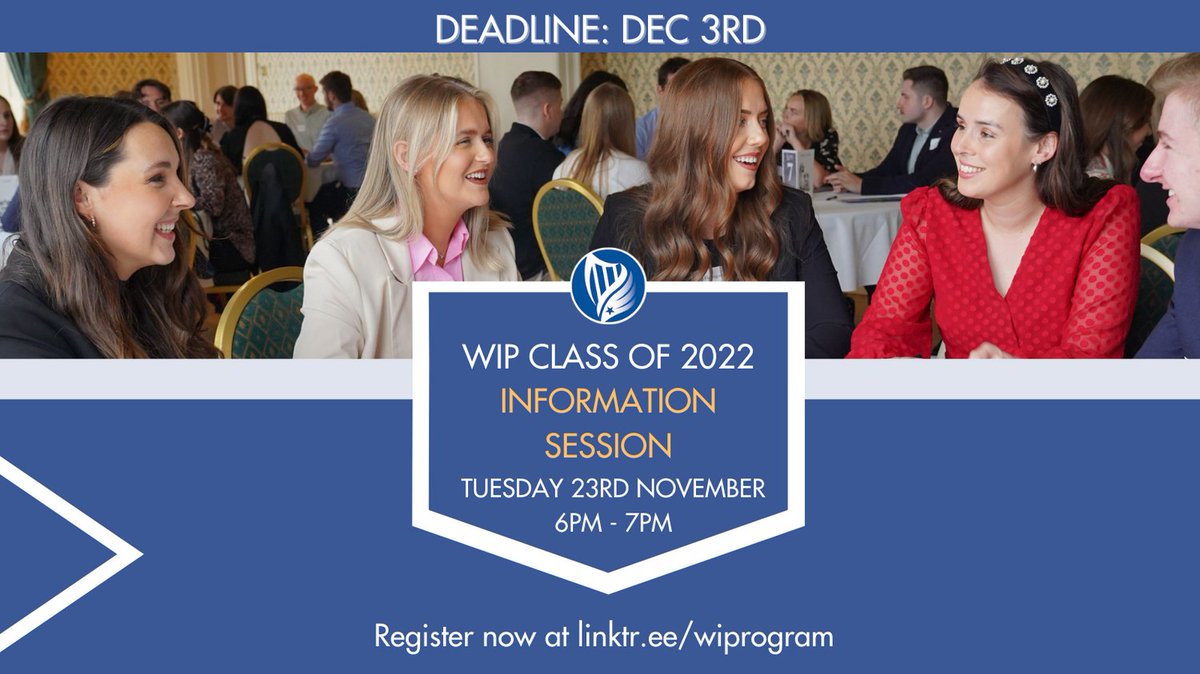🚨WIP INFORMATION SESSION🚨
Join us next Tuesday, the 23rd of November, at 6 pm as we host a virtual information session. We will offer insights to the program, advice on the application and allow you to hear from our alumni network.

Register now at: linktr.ee/wiprogram