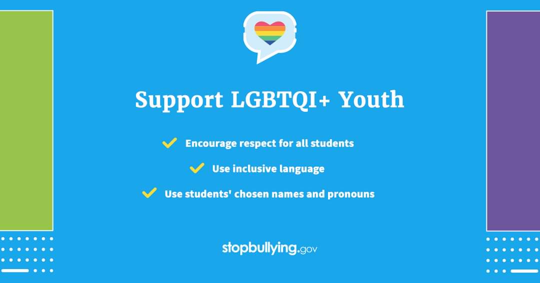 FSPAgainstbully's tweet photo. Learn more ways to build a safe environment for all #LGBTQI+ youth.
#stopbullying
https://t.co/GI6HH0i8Nf https://t.co/7yqC39fUTJ