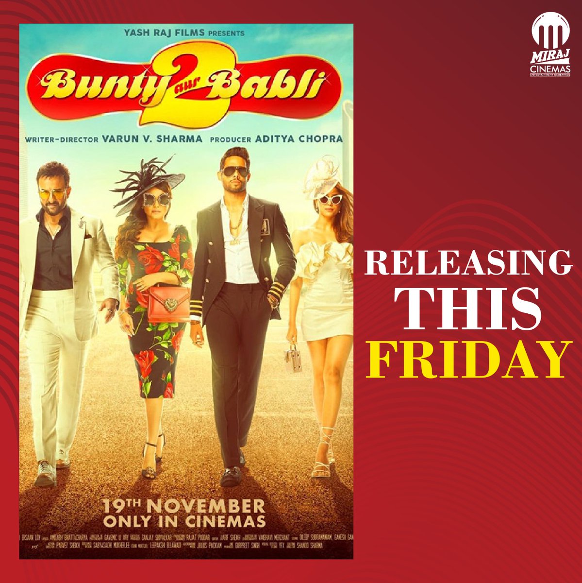 MirajCinemas's tweet photo. Don’t miss these blockbuster movies on this Friday.
Book your tickets for amazing movies ahead!
#BookNow #Tickets #Movies #films #BookTickets #BuntyAurBabli2 #Borrder #Jango #Sabahti #TheStoryOfRaygada #Jhimma #Warning #Gostbusters #InCinemas #ComingThisWeek #ReleasingSoon https://t.co/Fzko1AdYbs