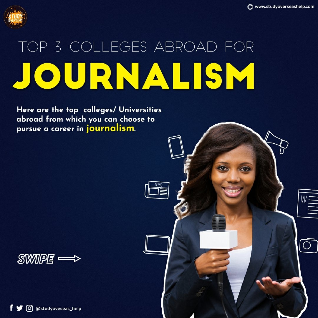 StudyoverseasH's tweet photo. Great journalism will always attract readers. The words, pictures and graphics that are the stuff of journalism have to be brilliantly packaged; they must feed the mind and move the heart.

Study journalism abroad.
.
Follow : @StudyoverseasH
.
#studyoverseas_help https://t.co/anOlHhsb4B