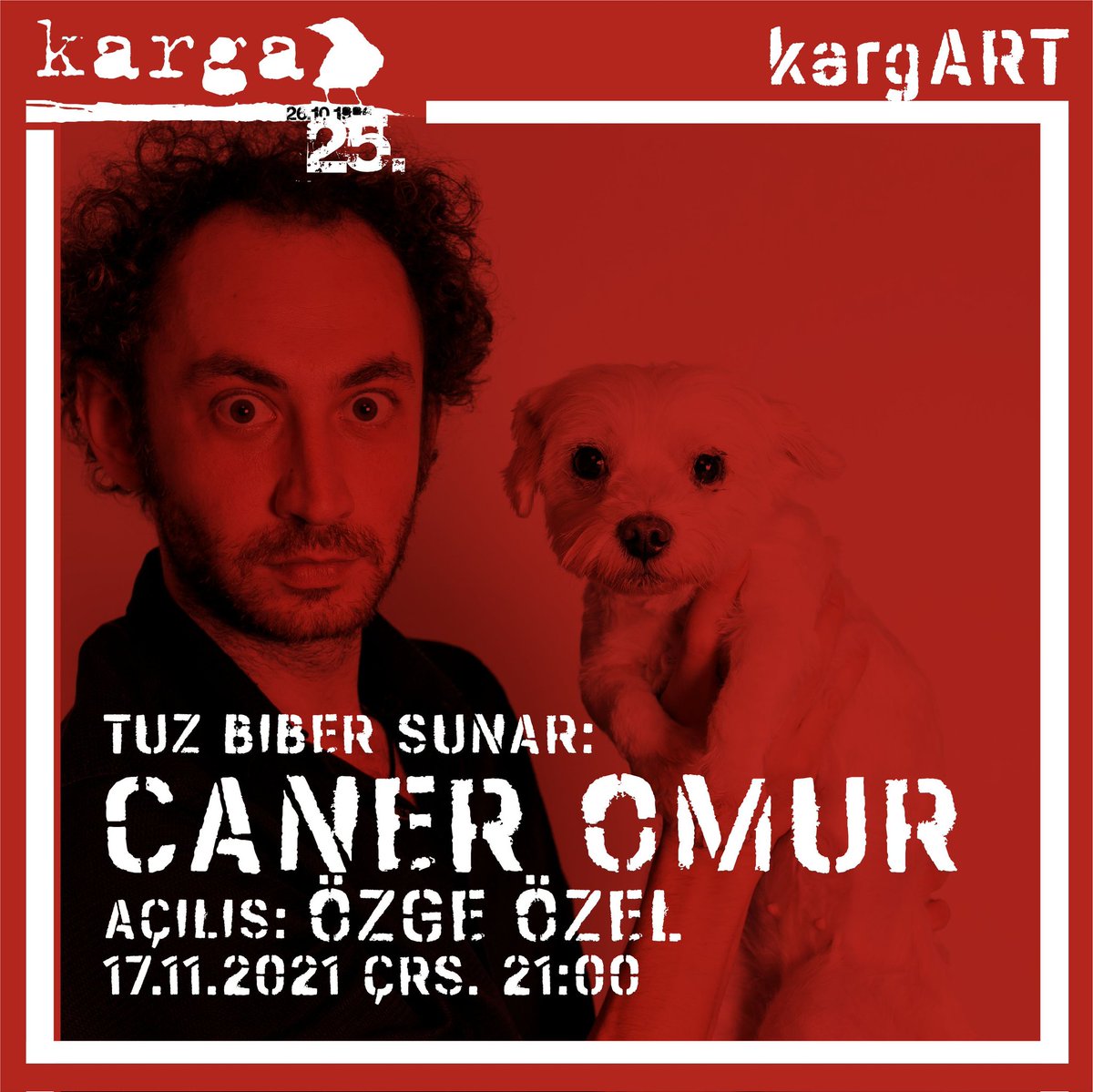 #kargART salonunda bu akşam
<a href="/tuzbiberstandup/">tuzbiber stand up</a> sunar:
#CanerOmur
Açılış: #ÖzgeÖzel
Kapı 20:30 / Sahne: 21:00
Bilet: tuzbiberstandup.com/etkinlik/caner…
#karga #kargakadıköy
karga.com.tr