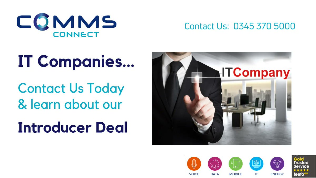 Comms_Connect's tweet photo. We're looking for# ITcompanies to act as #Introducers to refer certain #customers to us.  As an IT introducer you can earn 20% commission for just referring a customer to us.  Read on to find out more
https://t.co/ABooYvn71x
#ITcompanies #referrals #B2B https://t.co/OYQ38eOw7e