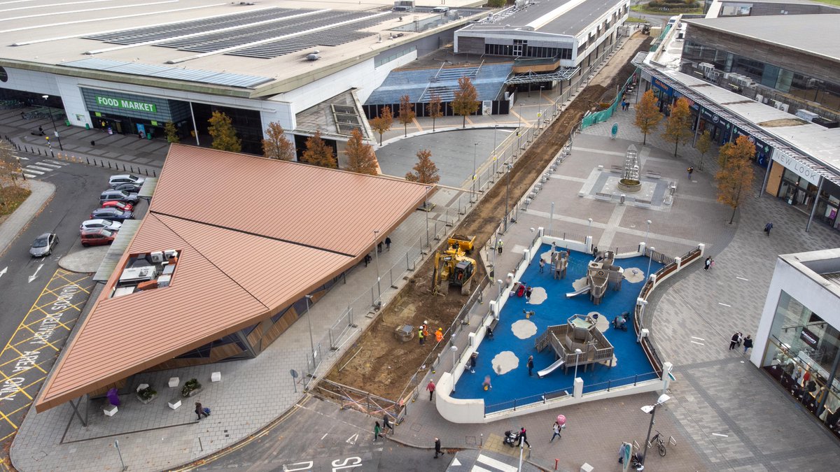 RevolutionDron1's tweet photo. Work now well under way on the resurfacing of the bus route through the orbital shopping centre. 

@BritishLandPLC 
@swindonadver https://t.co/WmNeNbxKnS