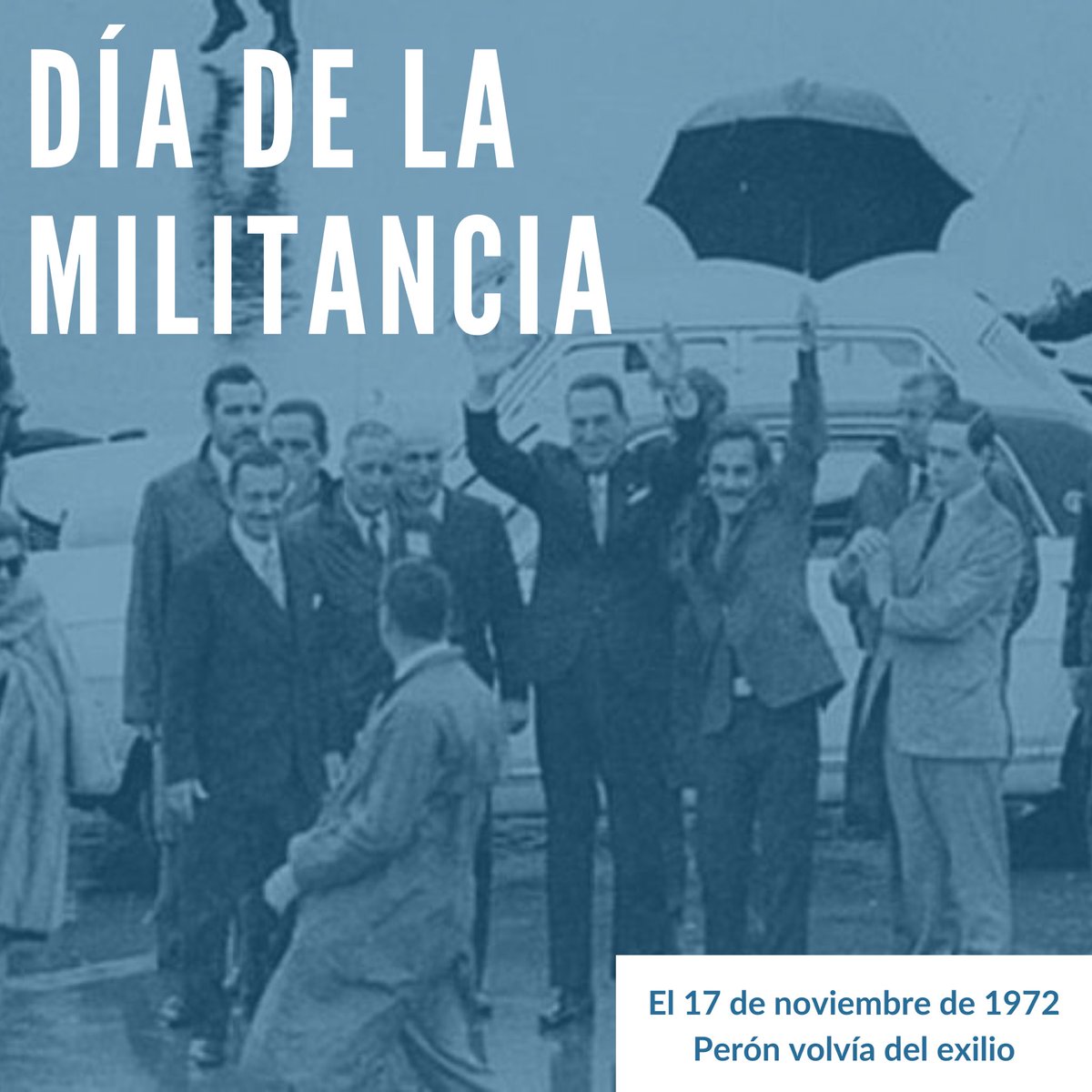 RobertojPasso's tweet photo. El 17/11/1972, el general Perón volvía a la Argentina tras 17 años de exilio, después del golpe de Estado que en 1955 lo había derrocado de la Presidencia. 
Recordamos esta fecha como un símbolo de la resistencia y la militancia, fortalecida por casi 20 años de proscripción. https://t.co/DLgBwDWtkd