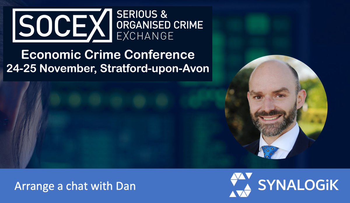 synalogik's tweet image. Attending @SOCEX_Conf ?

Join Daniel White, one of our founders, to learn how our investigation platform is enabling police forces and LEAs to carry out automated fraud enquiries across internal, third party and Open Source data sets. 

Book a meeting: lnkd.in/dBqJpYyB