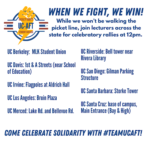 UCAFT_UCLA's tweet image. STRIKE IS OFF--We have a tentative agreement. #TeamUCAFT has won transformative and groundbreaking improvements in crucial areas, including job stability, workload, and compensation. #WeTeachUC #FacultyEquity #StudentSuccess