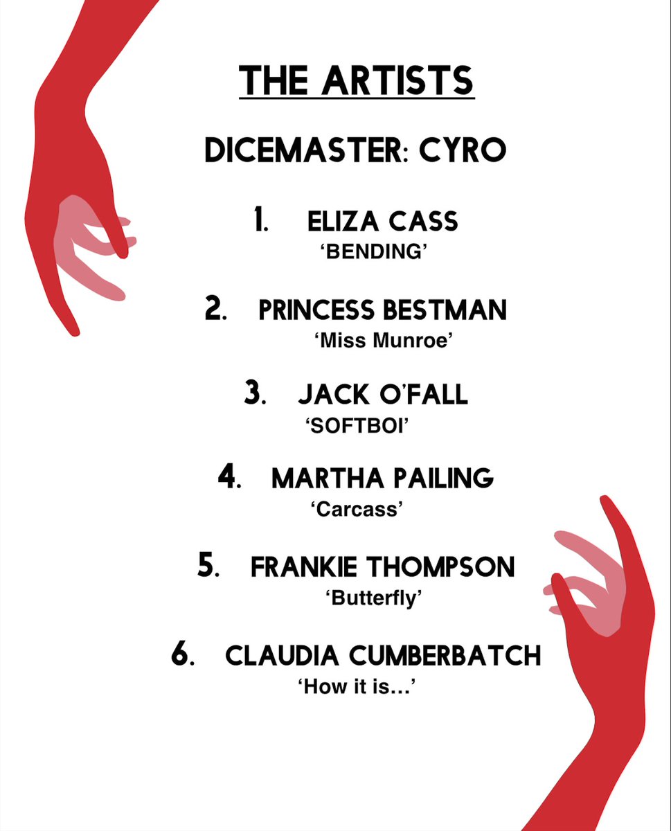 DICE FESTIVAL is tomorrow <a href="/BarbicanCentre/">Barbican Centre</a>!!!

Starts at 7.30pm.

We are VERY excited to announce to you our line-up of performers, including our wonderful DICEmaster who will be guiding us through the evening, CYRO <a href="/leahskirby/">CYRO</a>

Get your tickets barbican.org.uk/whats-on/2021/…