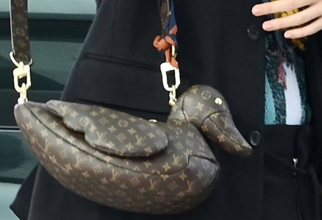 HOPEPlCS's tweet photo. his duck louis vuitton bag 🦆👝👛 #JHOPE https://t.co/OJ4p3XsVyA