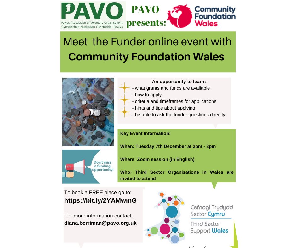TVAWales's tweet photo. Join this free online session to hear about how your organisation can benefit from funding with @foundationwales.
This is a great opportunity if you have a project idea in mind.
#funding #wales #tssw @WCVACymru @PAVOtweets https://t.co/hzw8OYFl04