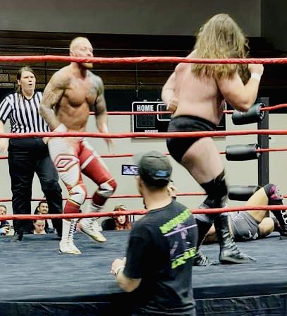 TSMIT21's tweet photo. @Crimson and @DerekNeal91 were throwing Idahoan type punches in our huge semi-main event tag team match #wemit #indywrestling #NWA https://t.co/0i6VQM7YzB
