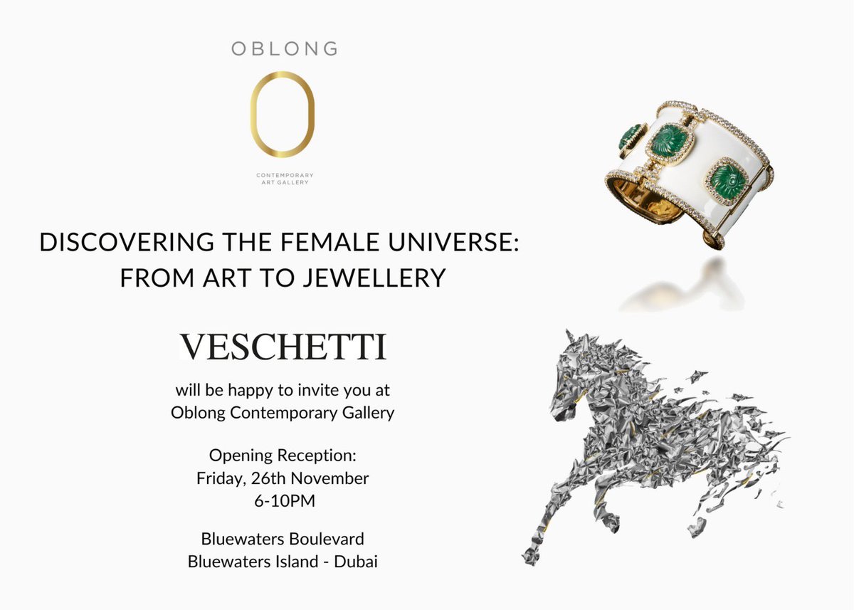 ATHARI_ALF's tweet photo. INVITE: "Discovering the Female Universe: From Art to Jewellery" at Oblong Contemporary Art Gallery
Thank you #Veschetti 😘🌹 https://t.co/4S7uvrOOv5