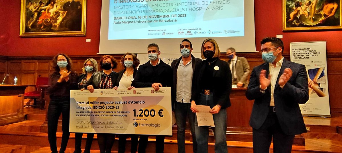 icspirineu's tweet photo. Premi al millor projecte avaluat d'Atenció Integrada 2020-21 del Master GESAPH. La nostra farmacéutica Montse Lloret ha format part de l'equip que ha rebut el premi. Tenint en compte la ruralitat https://t.co/cBWd1GxWjS