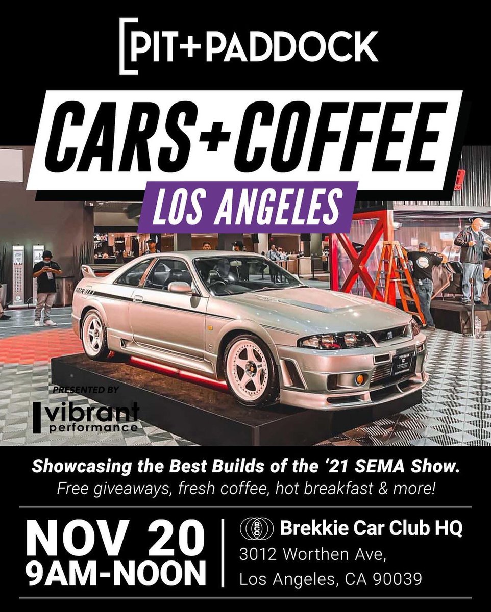 PASMAG's tweet photo. .@T14Distribution x @pitandpaddock are bringing a taste of the 2021 @SEMASHOW to Southern California for their first Cars+Coffee LA pop-up event with @vibrant_performance!
#turn14 #turn14distribution #turn14wall #pitandpaddock #vibrantperformance #carsandcoffee #brekkiecarclub https://t.co/pJj4pq1opD