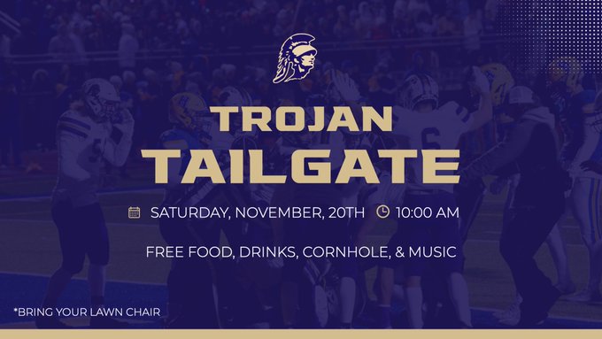 J_SMITH_ENT's tweet photo. Semifinal Saturday

Troy Buchanan v Liberty North-1:30 PM

Trojan Tailgate 10 AM-Sponsored by @BOOM_1906 

Admission $7 (must purchase online)
https://t.co/fRJ4d1rJL8 

@TBHS_superfans-free w/ ID thanks to @PeopleBankTrust &amp; @TrenaryTroy 

Live Stream on https://t.co/bspx14bjQq https://t.co/djpWWGBSic