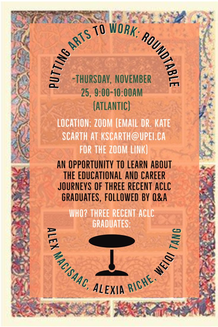 You are invited to the Putting Arts to Work : Roundtable, with our recent graduates🎉Come get advice, experience testimonials and bring any questions you have! Can’t wait to see you!😃
