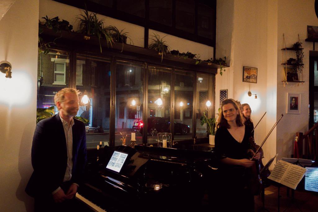 EusebiusQuartet's tweet photo. CD launch party @FidelioOrchest1 cafe! Truly wonderful evening featuring Korngold Pno 5tet with the brilliant @alasdairbeatson 
Thanks to everyone that came to party with us 🎉🎉
@SOMMRecordings @TheBeat23 @hmsloane https://t.co/g9RgByXmAl
