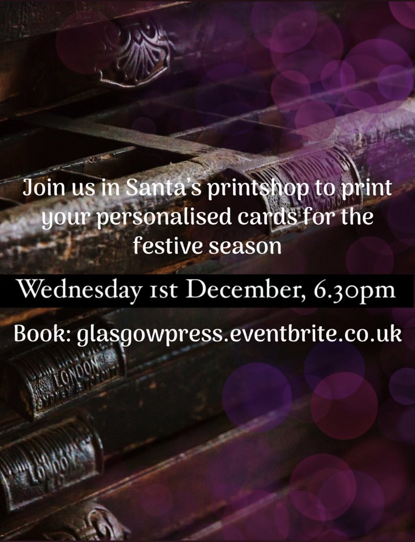 Come print with us! Set type &amp; print your personalised cards on our vintage presses. Booking now for 1st December