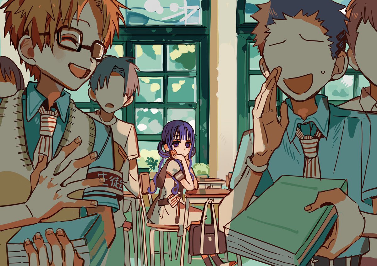 multiple boys glasses classroom desk indoors school uniform school desk  illustration images