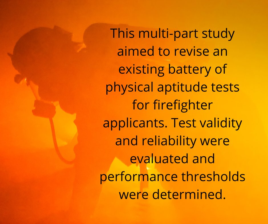 JrnlEnvirOccMed's tweet photo. Evidence for Validity and Reliability, and Development of Performance Standards and Cut-Scores for Job-Related Tests of Physical Aptitude for Structural Firefighters

Scarlett, Michael P. MSc; et. al. 
November 2021 - Volume 63 - Issue 11 - p 992-1002
https://t.co/drGXvLbrDA https://t.co/OtxVca6KJP