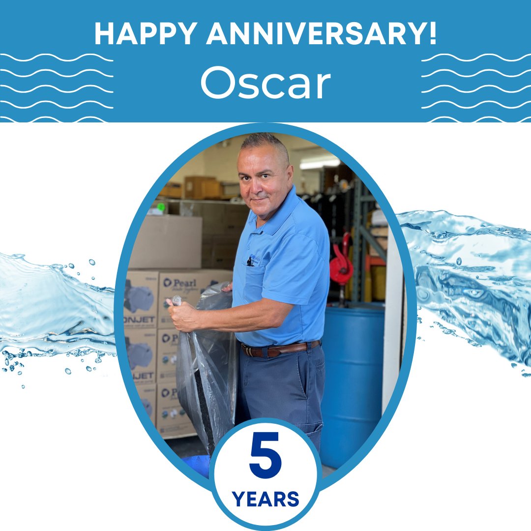 Hip hip, hooray!  🎉 We are excited to celebrate Oscar’s 5th work anniversary today! 🎉

Some fun facts about Oscar: he loves to read John Steinback novels, watch horror films, and go skydiving at least twice every year. 🤩
#KineticoSWFL #KineticoWater #LoveOurTeam