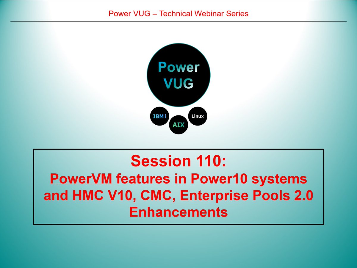 JyotiDodhia's tweet photo. In 1 hr> #PowerVUG webinar> 17 Nov 2pm GMT> PowerVM features in Power10 systems and HMC V10, CMC, Enterprise Pools 2.0 Enhancements
With @imHariGM & @heyrman_peter
https://t.co/aV1Q4aRMSb
#Power10 #E1080 #PowerSystems #PowerVM #HMC #CMC #PEP2 #DynamicCapacity #HybridCloud https://t.co/Hr9i9LctVq