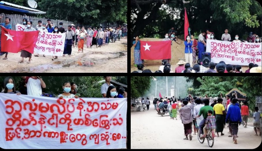 katycho22222's tweet photo. Residents from #KanKone Village, #Salingyi Township staged a strike against military dictatorship today. ✊🏽💪🏽🙏🏽
LEGALIZATION OF NUG #Nov17Coup #WhatsHappeningInMyanmar https://t.co/ngdMB7cz4Y
