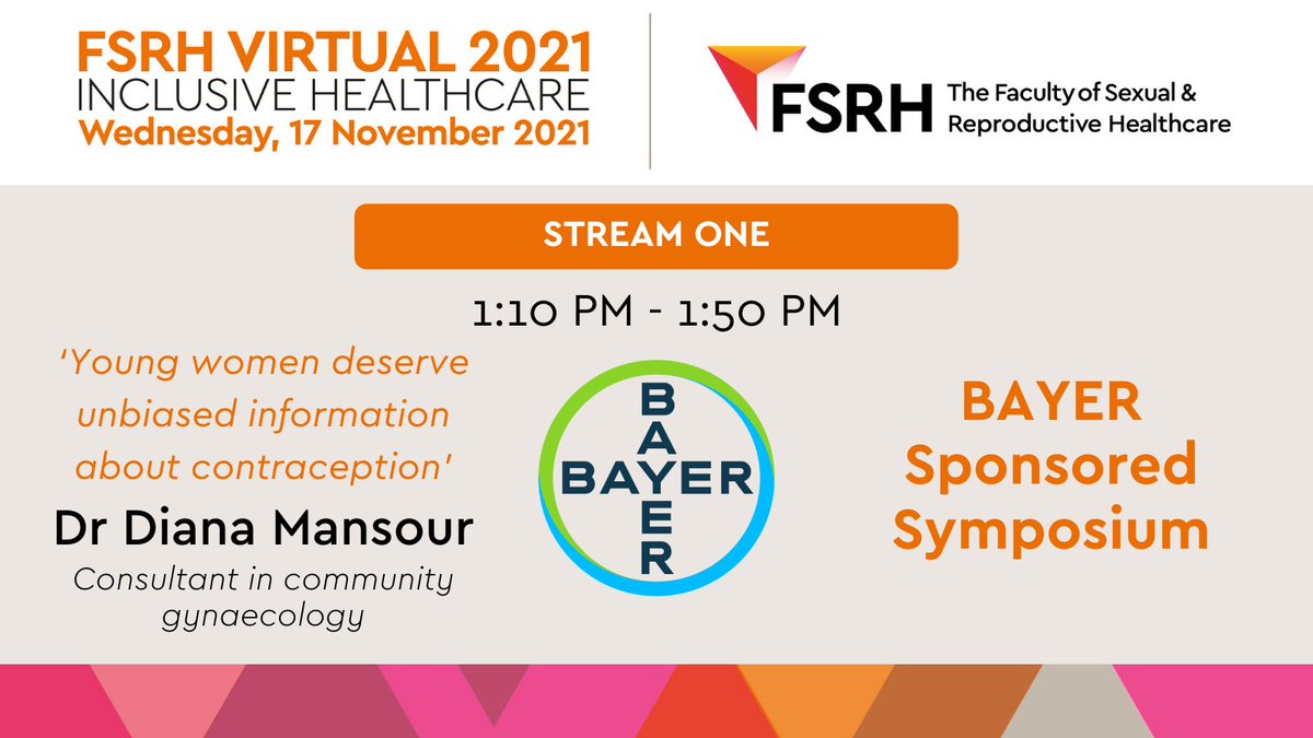 COSRH_UK's tweet photo. ‘Young women deserve unbiased information about contraception’
Our @Bayer sponsored symposium will be exploring the topic of #contraception and young women.
Dr Diana Mansour, consultant in community gynaecology, will be presenting.
#FSRHVirtual https://t.co/okHNmQx2dE