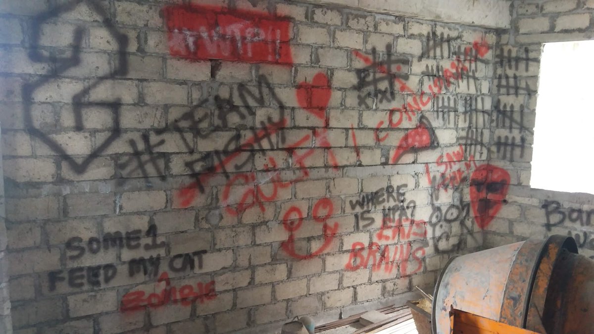 spaceparade's tweet photo. Sometimes we do work for our videos that go unnoticed by most viewers. Here's an example of that. We spent three or so days prepping this location for an ad for @pizza_buona. Who caught the graffiti jokes/references in the ad? https://t.co/hEbnXZiHqO