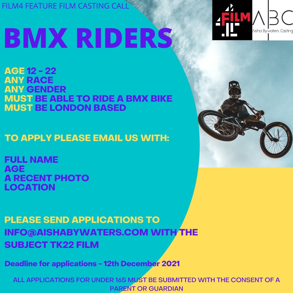 Feature film casting for BMX riders aged 12 - 22 from London, filming Spring 2022. If interested please get in touch!