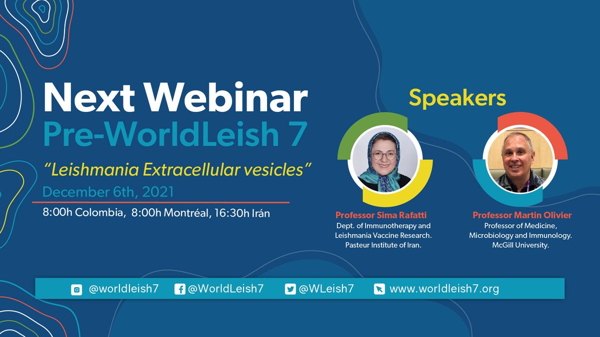 WLeish7's tweet photo. On December 6th join Sima Rafati and Martin Olivier in this webinar dedicated to Leishmania extracellular vesicles.

🔬An opportunity to learn about how these have an impact that goes from treatment to vaccine development and progression.

Don't miss it! https://t.co/E1fwz7iyt2