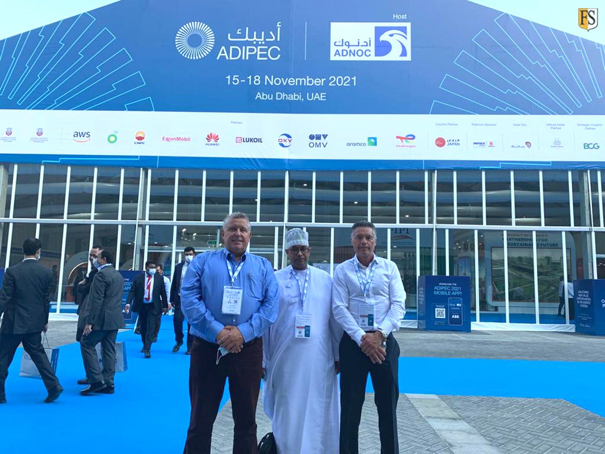 ADIPEC in ABU DHABI. The FS President Ole Tom Eidjord and Managing Director of FSME Jesper Rexen visit ADIPEC with Director Mohamed Al Tobi from Golden Gate Bridge, our agent in Oman. ADIPEC is the largest Oil & Gas conference globally. #fireprotection #electricalcables #UAE