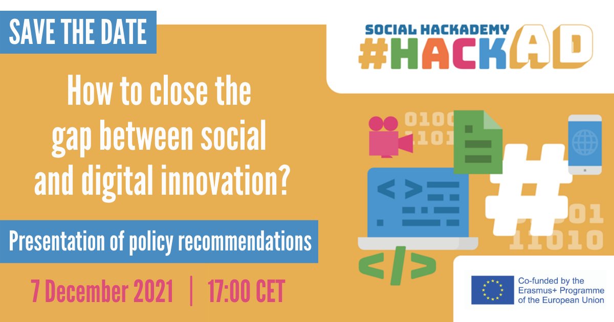 LibrariesEU's tweet photo. Have you ever wanted to start #hackathons in your #school, #library etc?
Join the #hackAD final event where we'll go over policy recommendations to start your own Social Hackademy! You'll also get to take part in a mini #hack!

https://t.co/02tQsd8OO6

@DigiEduHack @CodeWeekEU https://t.co/tjjietfcUp