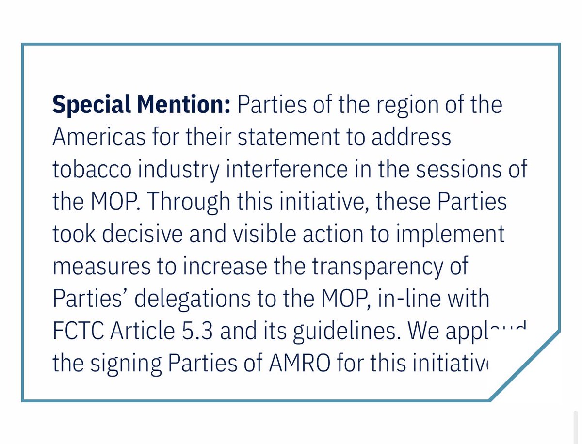 danieldorado05's tweet photo. Big kudos to the Americas Region and #Ecuador who remarkably drives the effort, for leading by example/encourage Parties attending #COP9 #MOP2 implement Maximizing transparency decisions. Strong commitment around keeping out BigTobacco from the treaty meetings. @StopCorpAbuse👇 https://t.co/cccO8Uj0zu