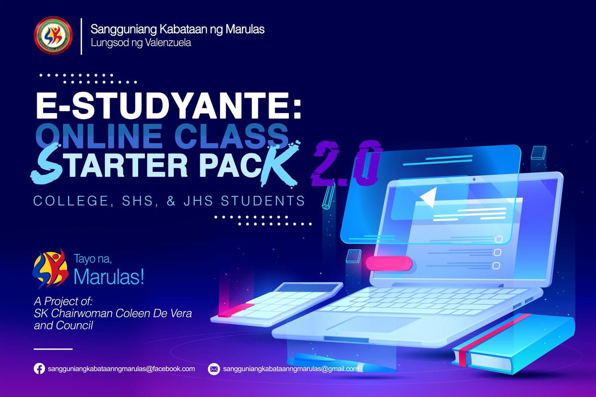 SKMarulas's tweet photo. E-STUYANTE: Online Class Starter Pack 2.0 💯

Nagbabalik ang ating Online Class Starter Pack para sa nga High School at College students na naninirahan sa BARANGAY MARULAS ❤️

Registration Form (COLLEGE):
https://t.co/7eBzHmvjgs https://t.co/MeKifEd41X
