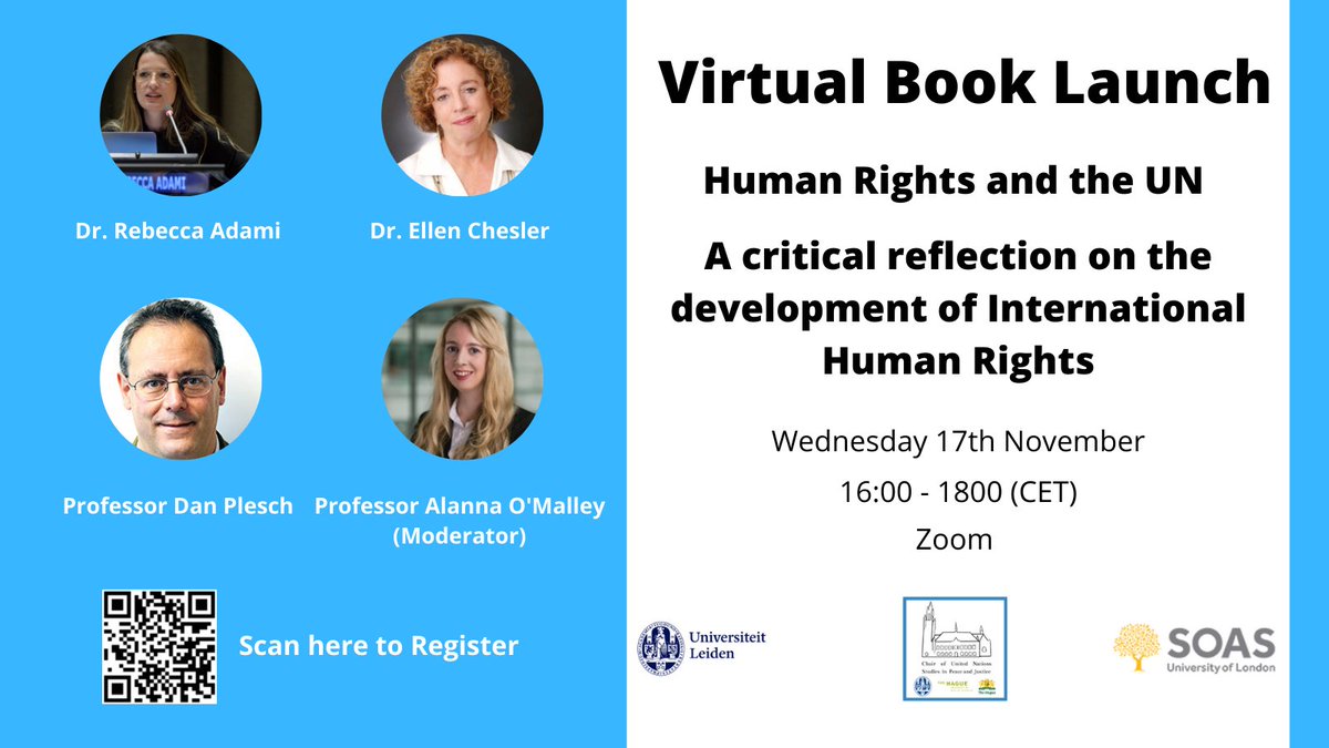 Chair UN Studies in Peace and Justice (@chair_un) on Twitter photo Want to know how female actors shaped our understanding of International Human Rights.
Join us today at 4pm today for a discussion with <a href="/AM_OMalley/">Alanna O'Malley</a>, <a href="/DanPlesch/">Dan Plesch</a>, <a href="/rebeccaadami/">Rebecca Adami</a>, and <a href="/ellenchesler/">Ellen Chesler</a> about their latest book.
Registration - bit.ly/3CZMCTX Want to know how female actors shaped our understanding of International Human Rights.
Join us today at 4pm today for a discussion with <a href="/AM_OMalley/">Alanna O'Malley</a>, <a href="/DanPlesch/">Dan Plesch</a>, <a href="/rebeccaadami/">Rebecca Adami</a>, and <a href="/ellenchesler/">Ellen Chesler</a> about their latest book.
Registration - bit.ly/3CZMCTX