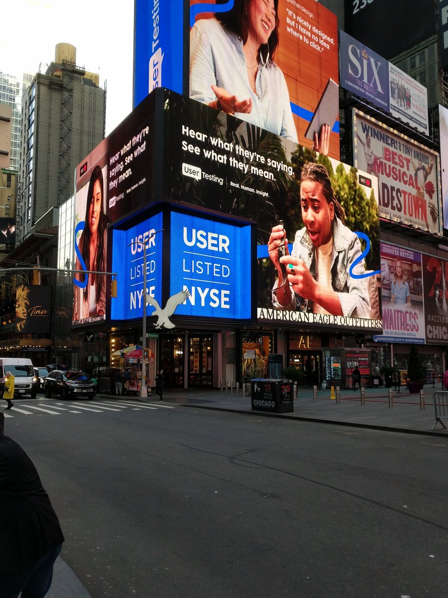Michelle's company is officially public! Check out Time Square: