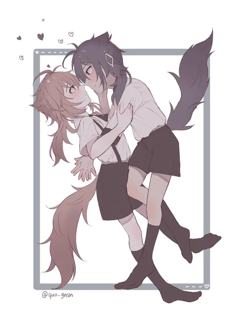 りおさん(@ asatorio_0929_g )の🐺❄️と🐈🔥の設定お借りしました〜!
⚠︎ケモ耳
#ガイディル #kaeluc 