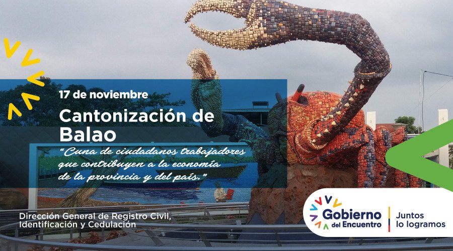 RCivil_Zona8's tweet photo. Enviamos un fraterno saludo al cantón Balao, “Cuna de ciudadanos trabajadores que contribuyen a la economía de la provincia y del pa��s”, en conmemoración de sus 34 años de cantonización.

#SomosIdentidad 🇪🇨 https://t.co/axr7evIeyd