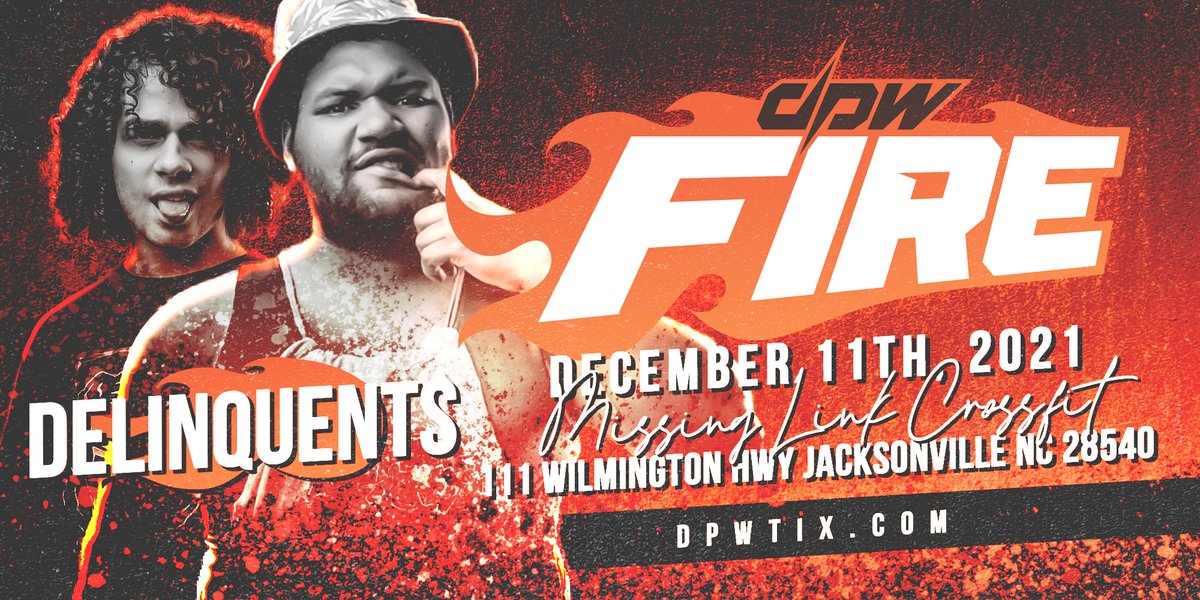 🚨 DPW FIRE UPDATE 🚨

DELINQUENTS will be in action on December 11th in Jacksonville, NC for DPW FIRE VOL 1! <a href="/joshfullerpw/">josh fuller</a> <a href="/mikey_banker/">Mikey Banker</a>

🎟 dpwtix.com